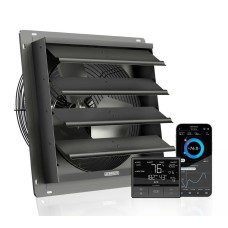 Airlift T14, Shutter Exhaust Ventilation Fan 14", Temperature Humidity Controller