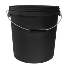 20L Round Black Bucket with Metal Handle & Lid