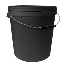33L Round Black Bucket with Metal Handle & Lid